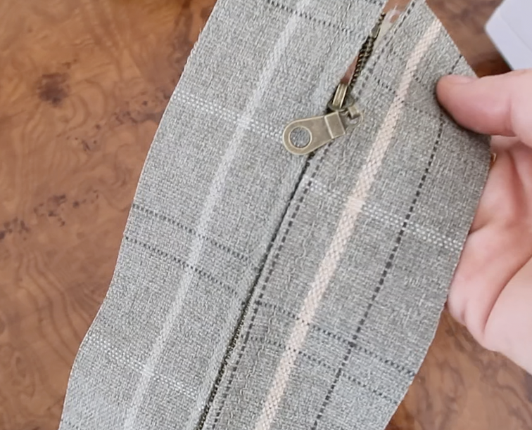 sewing a zipper panel to reupholster a chair